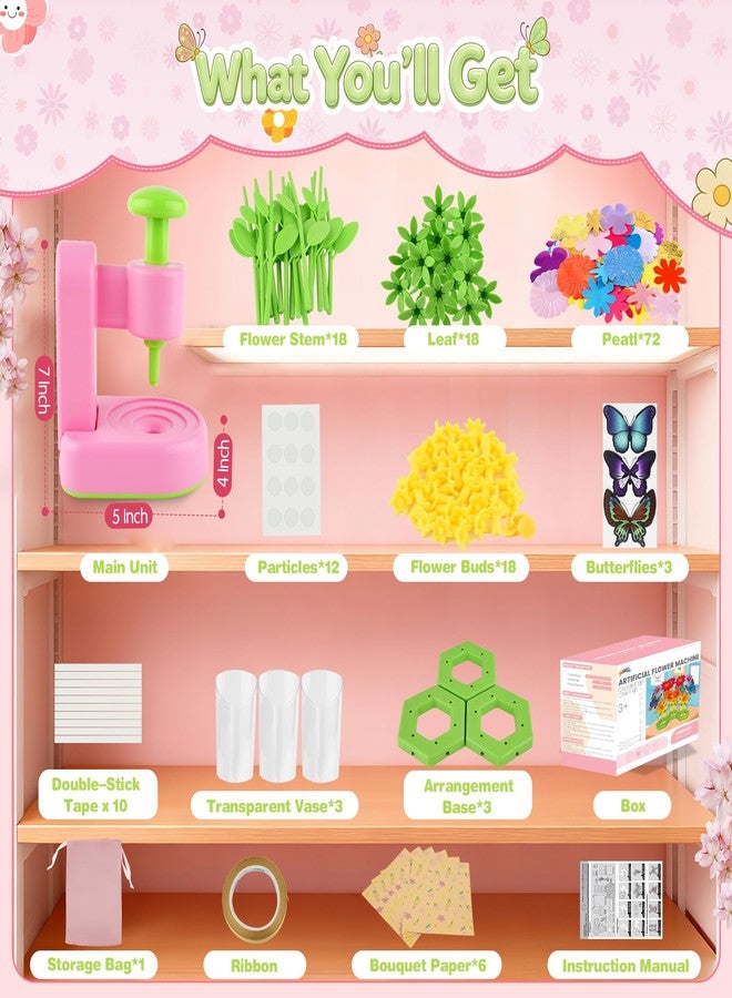 Nicella Fabric Flower Bouquets Toys,Flower Making Kit-DIY Craft Kits Toys for Kids,DIY Build Your Flowers Bouquet, Arts and Crafts for 3 4 5 6 7 8+Year Old Girl Birthday Gifts Ideas - Image 2